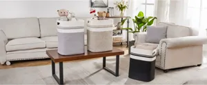 Vue détaillée des paniers de rangement en corde de coton, parfaits pour le linge et les jouets.