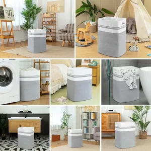Panier a linge en corde de coton rangement tisse pour vetements et jouets maison.