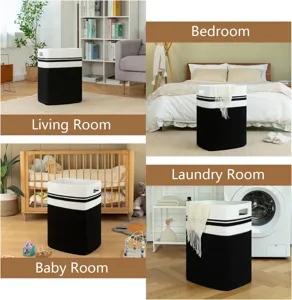Panier à linge en corde de coton noir et blanc pour salon, chambre et chambre de bébé