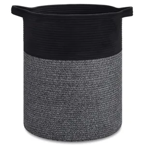 Panier de rangement en corde de coton corbeille a linge grand modele vue principale