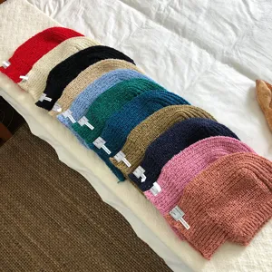 Solid color knit balaclava winter warm ear protection woolen hood stylish women's hat