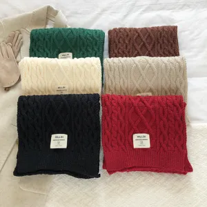 Dikte kabelbreisel winterschal effen kleur warme oversized nekverwarmer mode sjaal