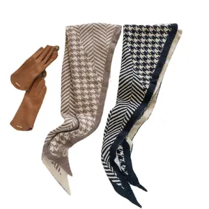 Mujer bufanda de punto patron pata de gallo pañuelo triangular guantes invierno
