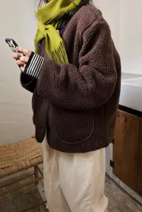 Guantes de punto sin dedos de rayas de invierno calentadores de brazos estilo diario