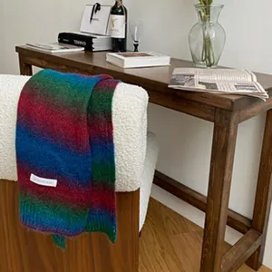 Gemütlicher bunter Strickschal für Damen, weicher warmer Regenbogen Winterschal für Hals.