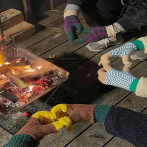 Cozy knit gloves set winter warm gloves outdoor campfire cute matching gloves for couples