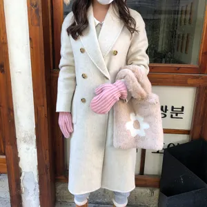 Vrouwen winter warme pluche wanten Koreaanse stijl dikke effen kleur leuke handschoenen