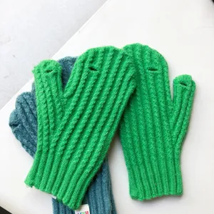 Gebreide converteerbare vingervrije wanten effen kleur warme winterhandschoenen.