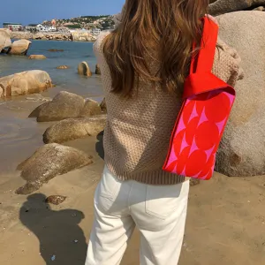 Sac à épaule tricoté pour femme cabas décontracté motif géométrique sac de plage voyage