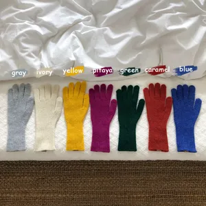 Guantes de punto coloridos con pantalla táctil, mitones de invierno de lana en varios colores.