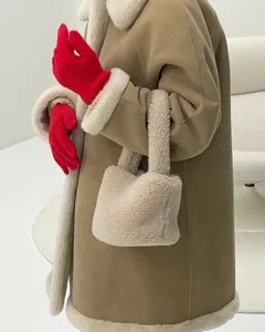 Sac à main duveteux et douillet pour femmes, mini sac fourre-tout en fausse mouton.