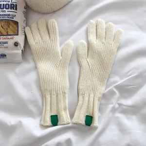 Guantes de invierno de punto acogedores para mujer, guantes cálidos lisos contra el frío.