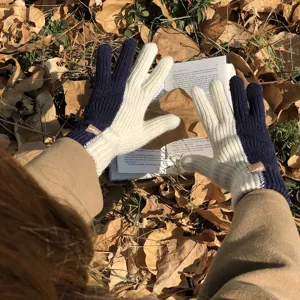 Women's colorblock knit gloves winter warm woolen gloves stylish daily wear outdoor items