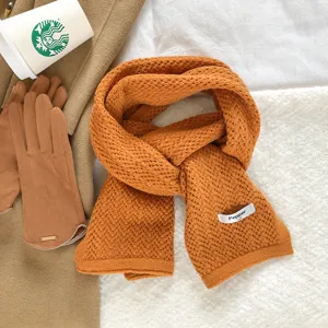 Bufanda de punto naranja acogedora para mujer moda de invierno calido suave casual prenda