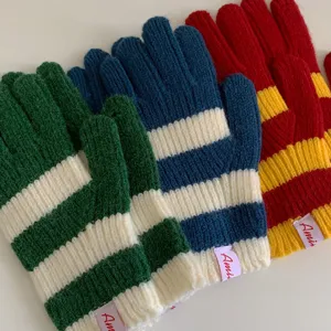Dames winter gebreide gestreepte handschoenen warm zacht thermisch kleurrijk chic