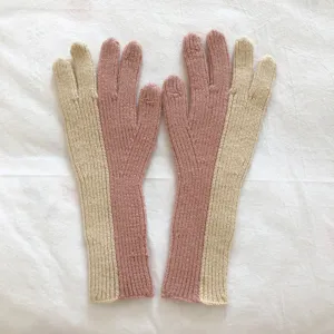 Women colorblock knit gloves long winter warm woolen gloves fashion knitwear apparel accessory