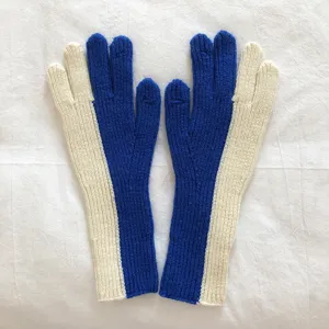 Women color block knit gloves winter warm fashion cozy stylish casual daily hand wear outdoor