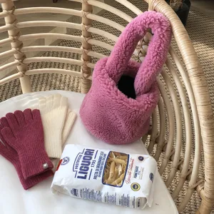 Sac a main en peluche rose sac duveteux hiver mignon sac moelleux femmes style