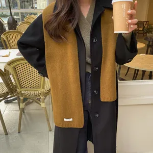 Koreanischer einfarbiger Strickwollschal für Damen Winter warmer dicker weicher Modeschal