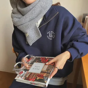 Gemütlicher grauer Strick-Wollschal für den Winter dicker warmer Unisex Halsschal