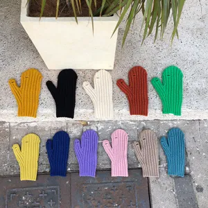 Effen gebreide touchscreen wanten, warme stijlvolle winterhandschoenen met opening.