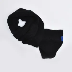 Black knitted cross scarf for women and kids, soft wool winter warm winter neck warmer.