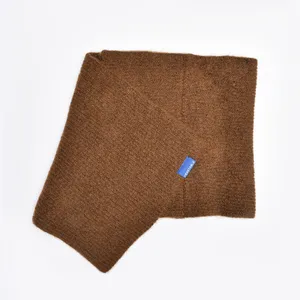 Korean style knitted solid color wool cross scarf, warm winter neck warmer detail view.