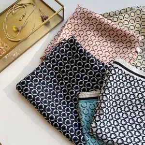 Chic 70cm square silk scarf with classic chain link pattern for stylish women and fashion.
