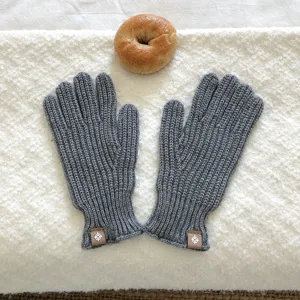 Guantes de punto gris cálidos de invierno para mujer, guantes de lana táctiles de color sólido.
