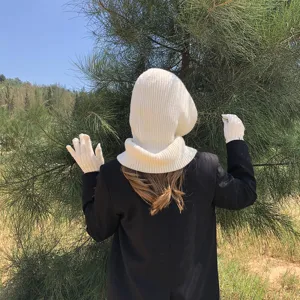 Gebreide bivakmuts en handschoenen set warme winter effen kleur pullover voor dames buiten