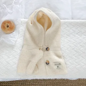 Koreaanse stijl gebreide bivakmuts winter warme effen kleur capuchon met knopen