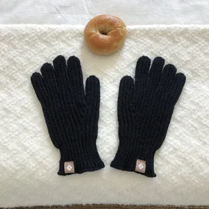 Guantes de invierno coreanos cálidos de cinco dedos táctiles guantes de punto de color sólido