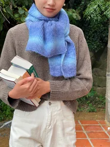 Bufanda de invierno tejida en degradado estilo coreano para mujer, cuello calido suave.