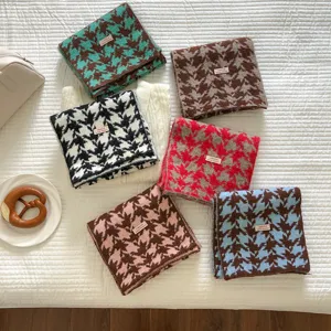 Scialle sciarpa in maglia spessa pied-de-poule stile coreano multicolore inverno