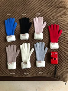 Thick warm knitted touch screen gloves for winter cold weather outdoor thermal wear accessories