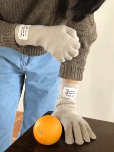Herren Winter einfarbig Wolle Mischung gestrickt Touchscreen warme Handschuhe Radfahren.