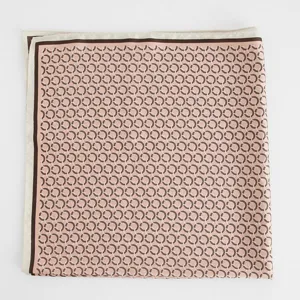 Luxurious 70cm pink silk square scarf with classic chain print for women elegant styling.