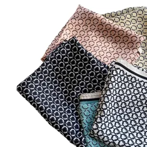 Fashionable 70cm square silk scarf with classic chain link pattern, elegant accessory.