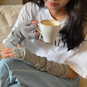 Damen Winter Strick fingerlose Handschuhe einfarbig warme Wollarmwärmer für den Alltag