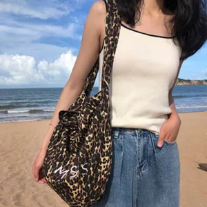 Leopard Muster Segeltuch Schultertasche modische Freizeit Umhängetasche für Damen