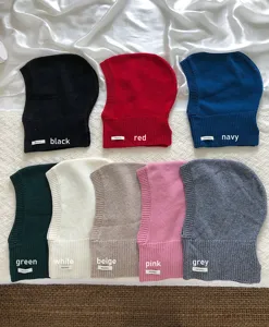 Cagoule hiver 100% laine bonnet tricoté couleur unie capuche chaude mode pour couple
