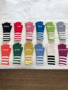 Gestreifte Strickhandschuhe Winter warme Fuenffinger Handschuhe mehrere Farboptionen
