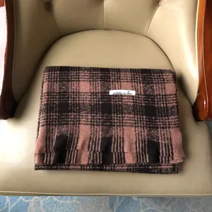 Écharpe chaude à carreaux et franges, châle chic imitation cachemire pour femme automne hiver.