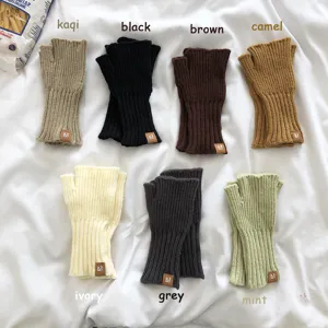Guantes de invierno de punto sin dedos cálidos de lana multicolores para estudiantes
