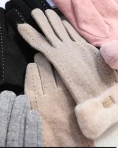 Women winter warm plush gloves thick fleece lined touchscreen gloves multi color set