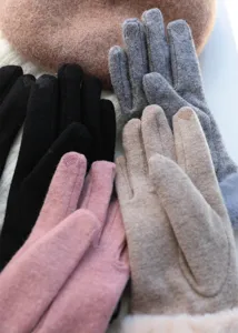 Winter touch screen gloves detail, soft warm fleece lining, multi-color warm winter accessory.