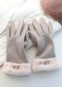 Women winter warm touch screen gloves fleece lined suede fashion mittens for cold weather outdoor.
