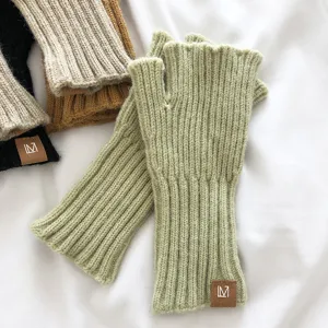 Guantes de invierno de punto sin dedos para mujer hombre guantes de lana cálidos tácticos.