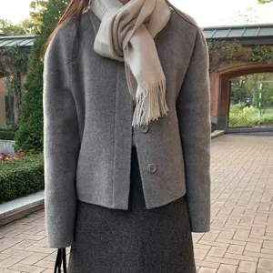Bufanda de lana con flecos de color sólido para parejas, elegante calentador de cuello suave y acogedor.