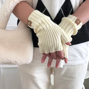 Guantes de invierno de punto sin dedos para mujer y hombre, guantes de lana cálidos.